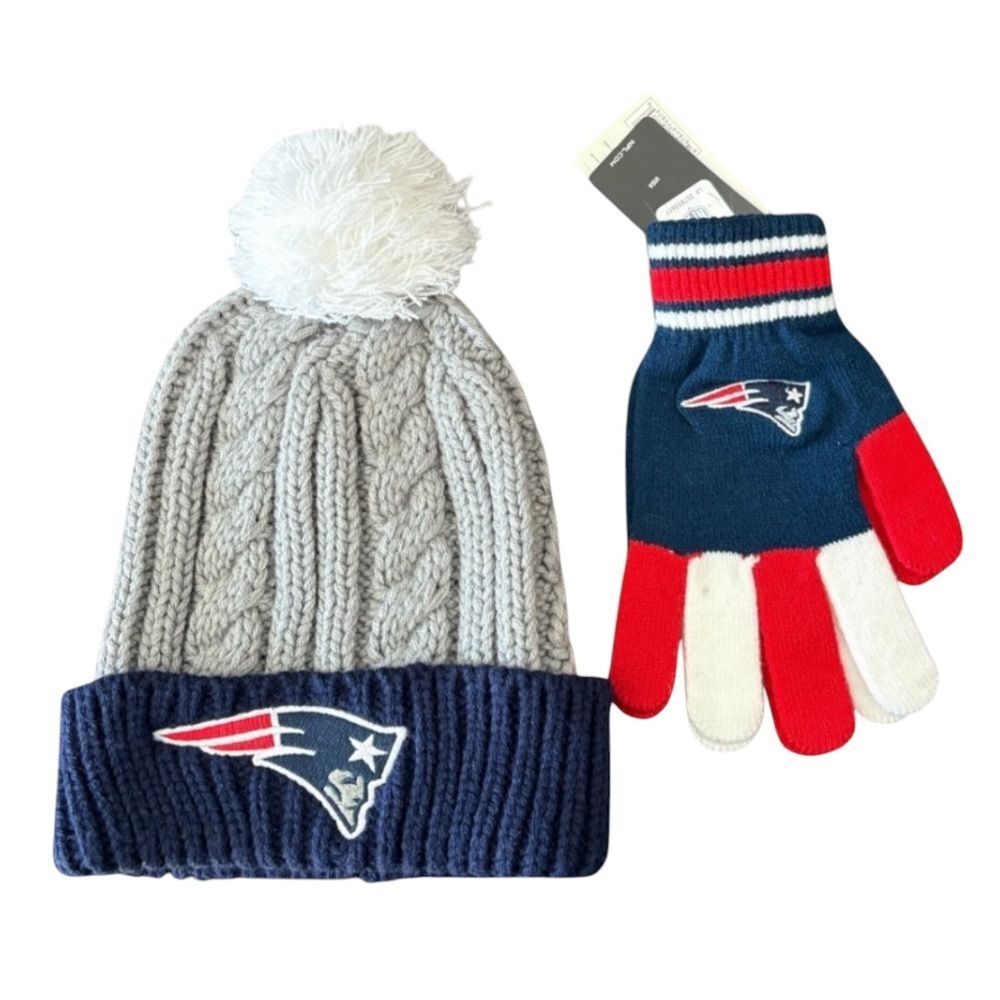 NEW Hat and Gloves Set New England Patriots Pats Fan Gear NFL